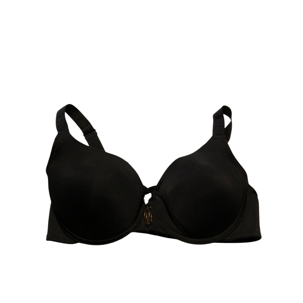 Bebe Black Underwire Molded Cup‎ Bra Gold Logo Charm 38C BRA3764